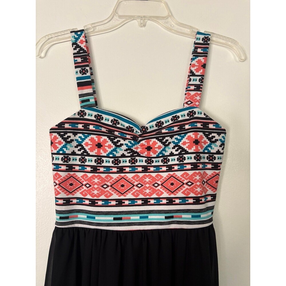 Finesse Aztec Print Maxi Dress XS S Boho Geometric Tribal Sheer Chiffon Festival - Picture 5 of 7